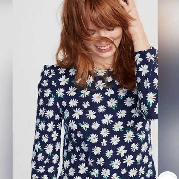 NWT Old Navy Floral Daisy Printed Knit Round Neck Long Sleeve Shift Dress - Picture 4 of 6